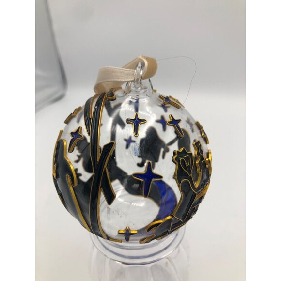 Pier 1 Christmas Ornament Glass Cloisonne Gold Blown Ball Nativity Three Kings - Picture 3 of 9
